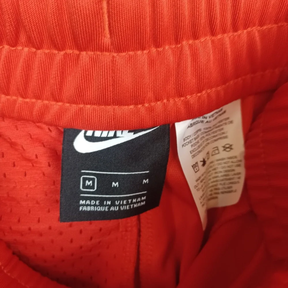 Nike Pants Mens Medium Red Track Joggers White Logo Side Stripe Polyester